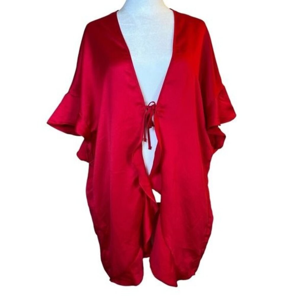 Victoria's Secret Red Valentine Love‎ ROBE One Size Ties Heart Lingere
